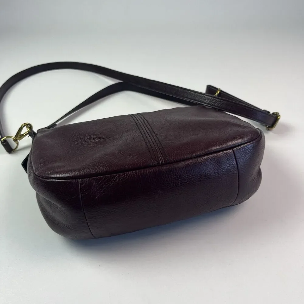 Fossil Jolie Leather Hobo Bag Burgundy Oxblood Crossbody Classic Preppy Purse